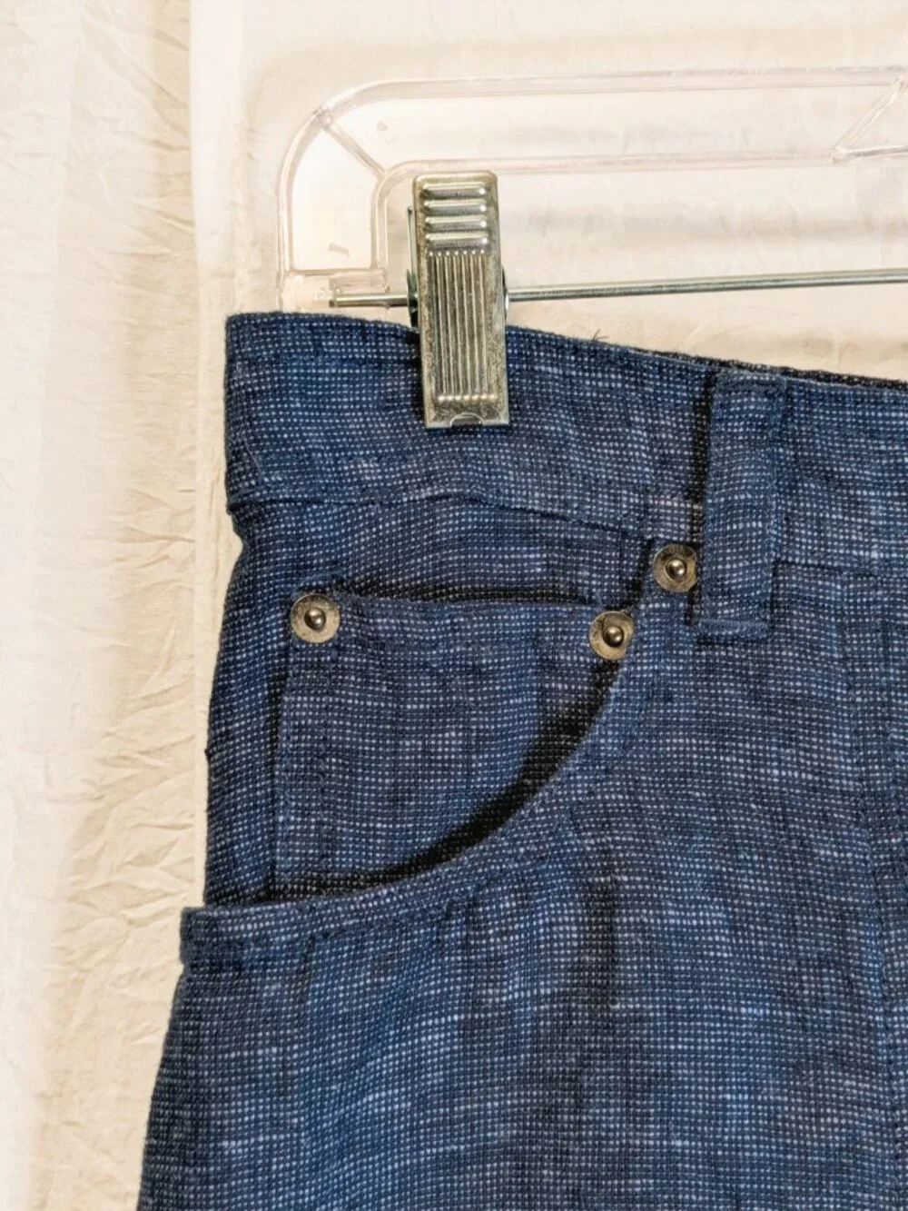 Nicole Miller Dark Blue Split Front 100% European Linen Maxi Skirt Small